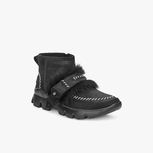 Ugg Fluff Punk Ankle Women Fashion Boots Black (8563XVBQA)